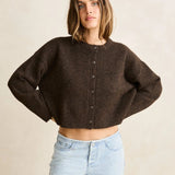 Estelle Fluffy Knit Cardigan - Chocolate