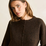 Estelle Fluffy Knit Cardigan - Chocolate