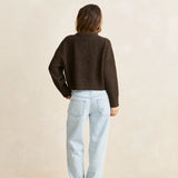 Estelle Fluffy Knit Cardigan - Chocolate