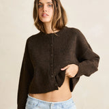 Estelle Fluffy Knit Cardigan - Chocolate