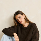 Estelle Fluffy Knit Cardigan - Chocolate