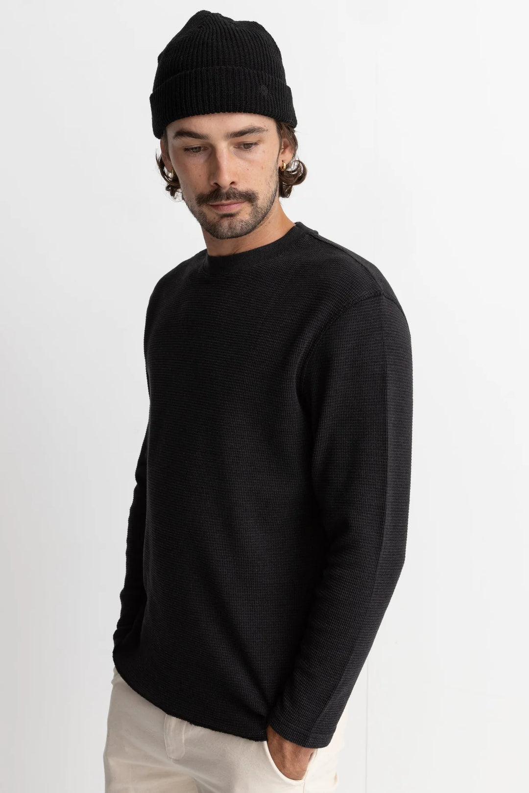 Classic Waffle Knit L/S - Vintage Black