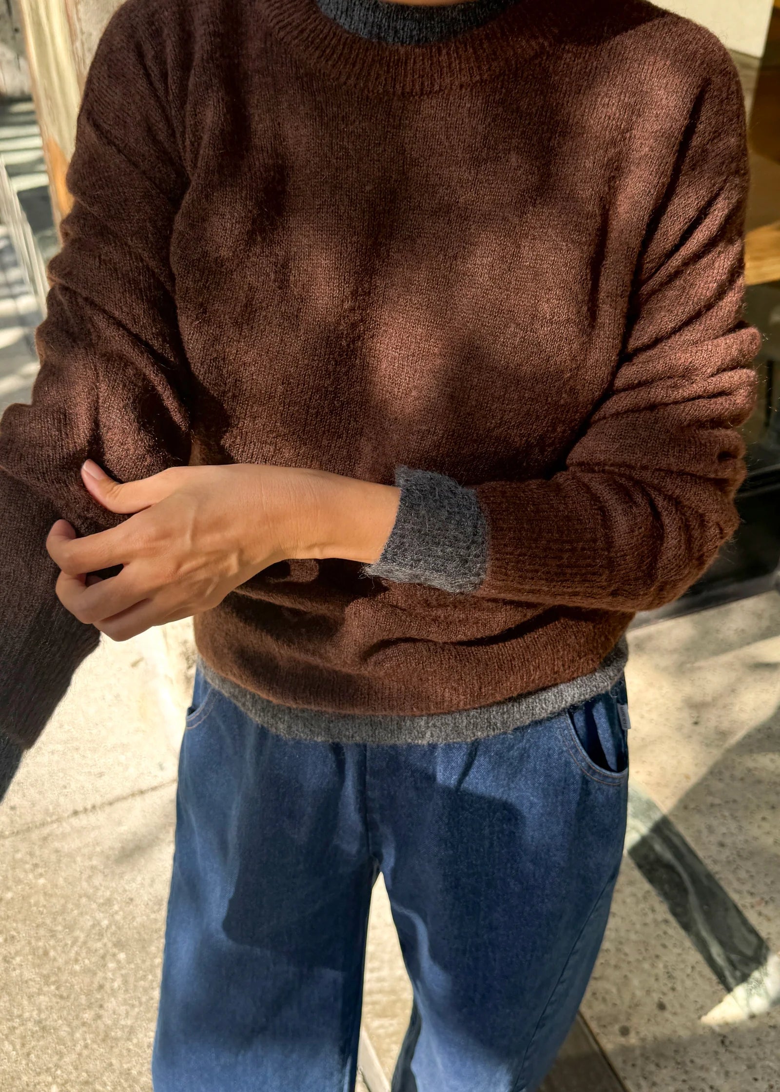 Cecile Crew Neck Mohair Sweater - Espresso