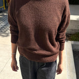 Cecile Crew Neck Mohair Sweater - Espresso