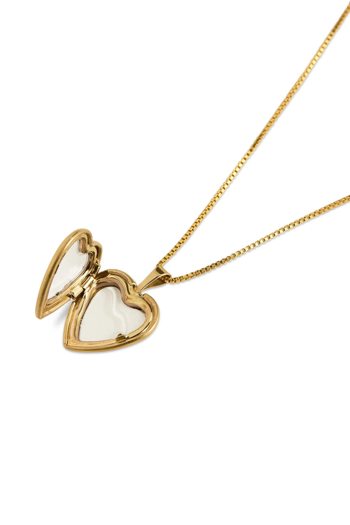 Classic Heart Locket Necklace - Gold