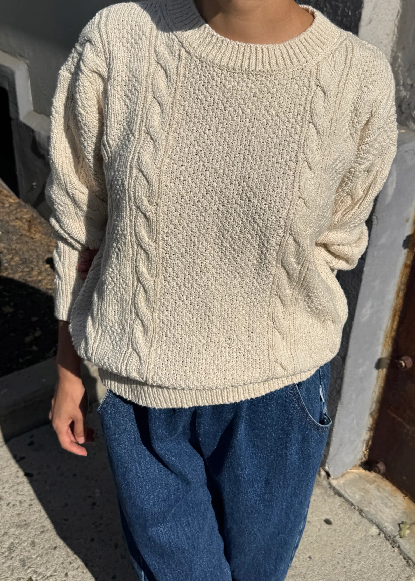 Cotton Fisherman Sweater - Naturel