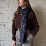 Cable Knit Scarf - Navy