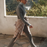 Sweater Rib Kick Flare Pants - Charcoal Grey