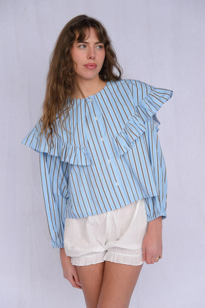 Elizabeth Blouse - Blue Stripe