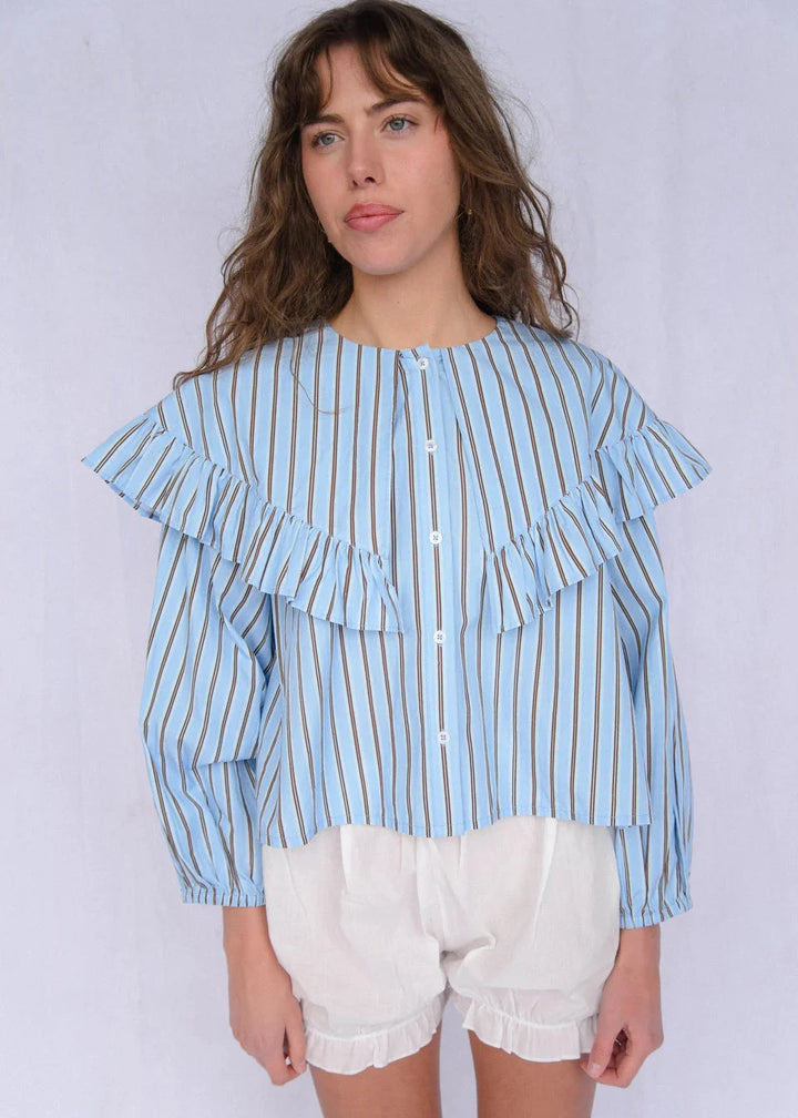 Elizabeth Blouse - Blue Stripe