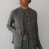Sweater Rib Cardigan - Charcoal Grey