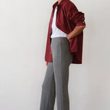 Sweater Rib Kick Flare Pants - Charcoal Grey
