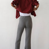 Sweater Rib Kick Flare Pants - Charcoal Grey