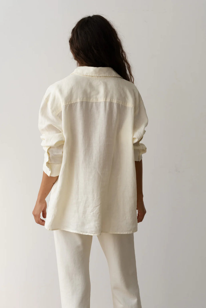 Linen Relaxed Shirt - Creme