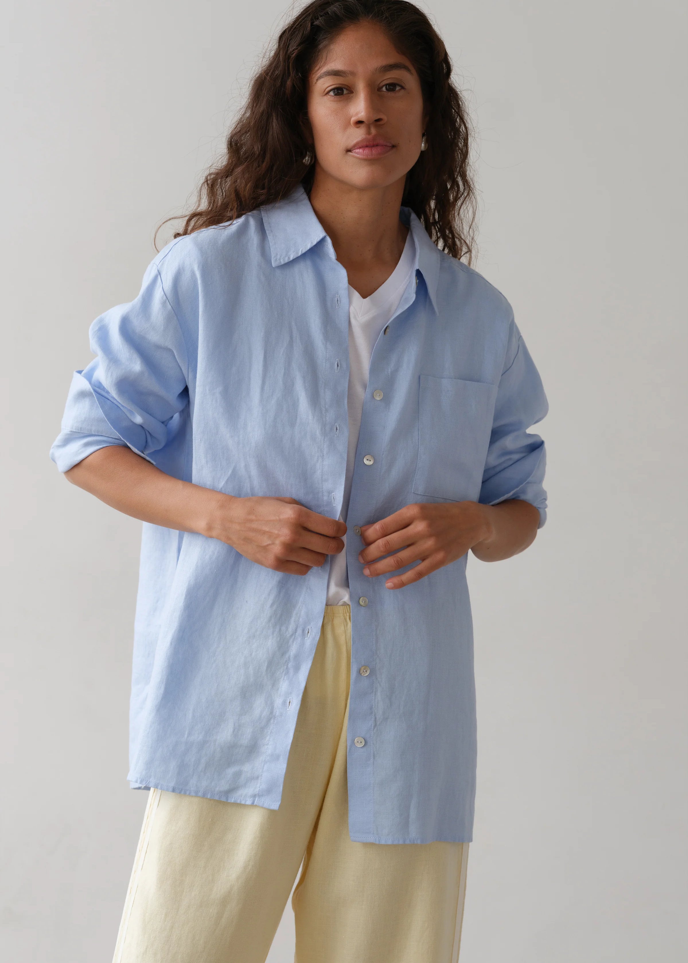 Linen Relaxed Shirt - Cornflower
