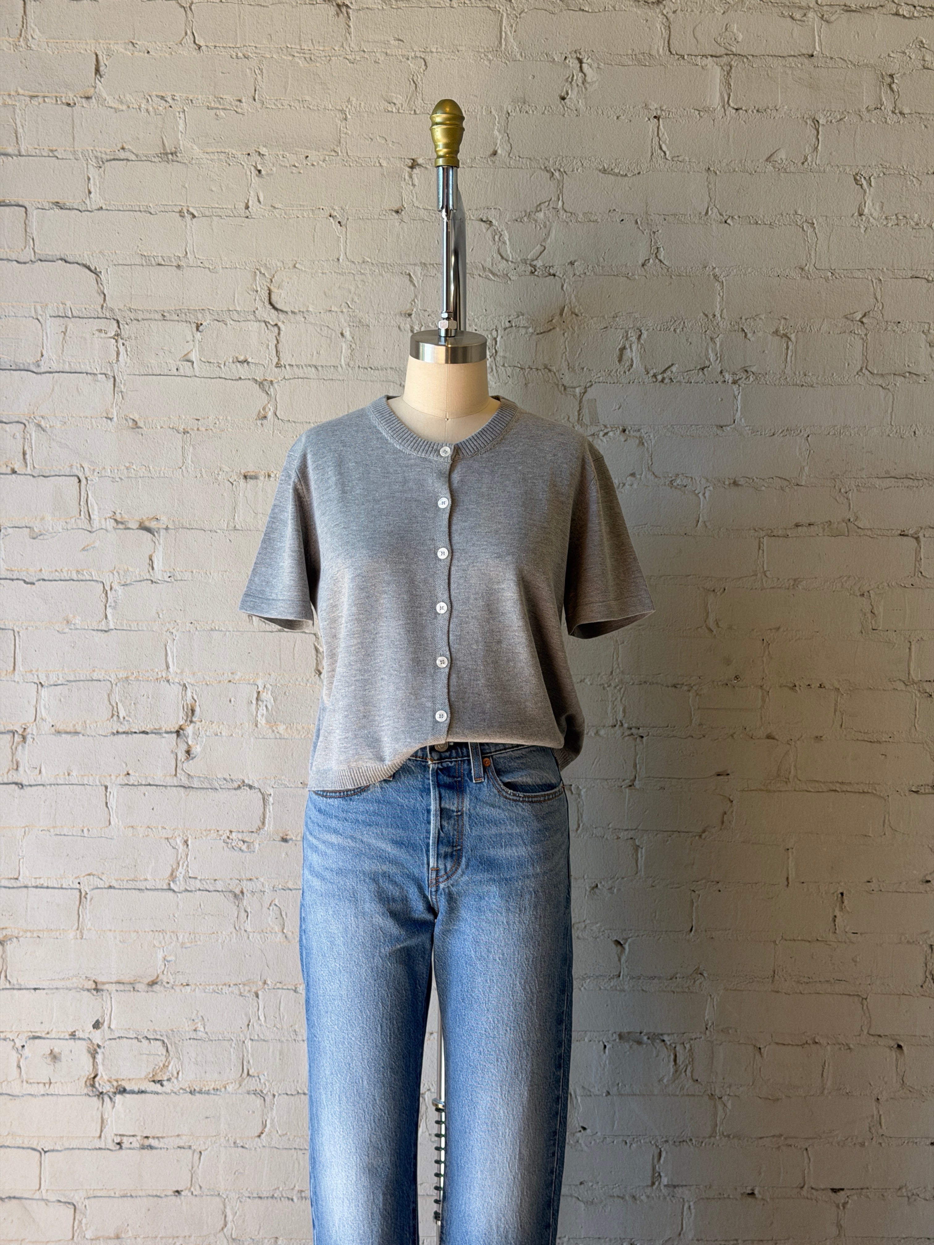 Maude Short Sleeve Cardigan - Heather Grey