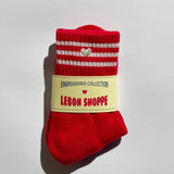 Embroidered Girlfriend Socks - Scarlet / Heart