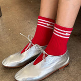 Embroidered Girlfriend Socks - Scarlet / Heart