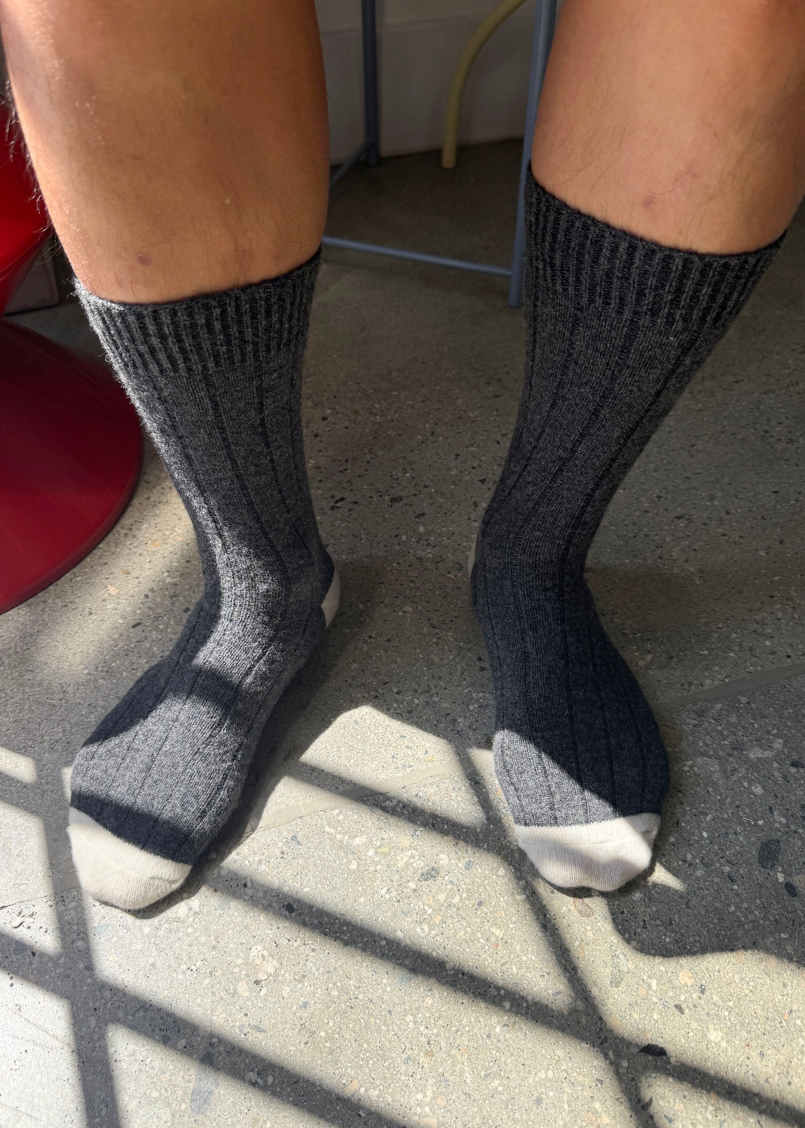 Extended Cashmere Socks - Charcoal Melange
