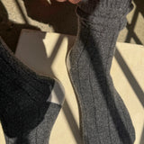 Extended Cashmere Socks - Charcoal Melange