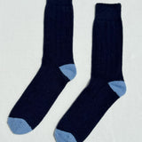 Extended Cashmere Socks - Navy