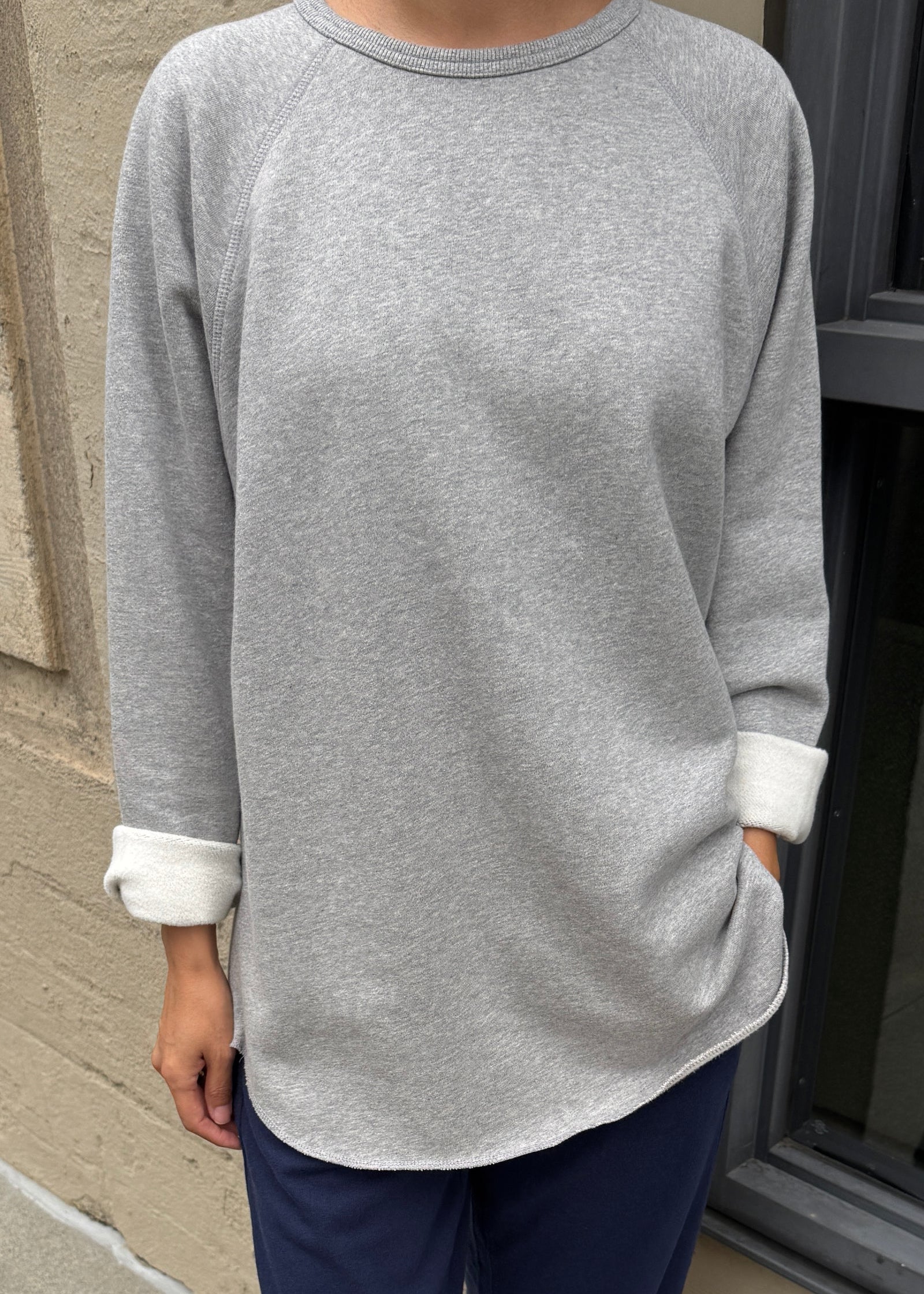 French Terry Raglan Tee - Melange Grey