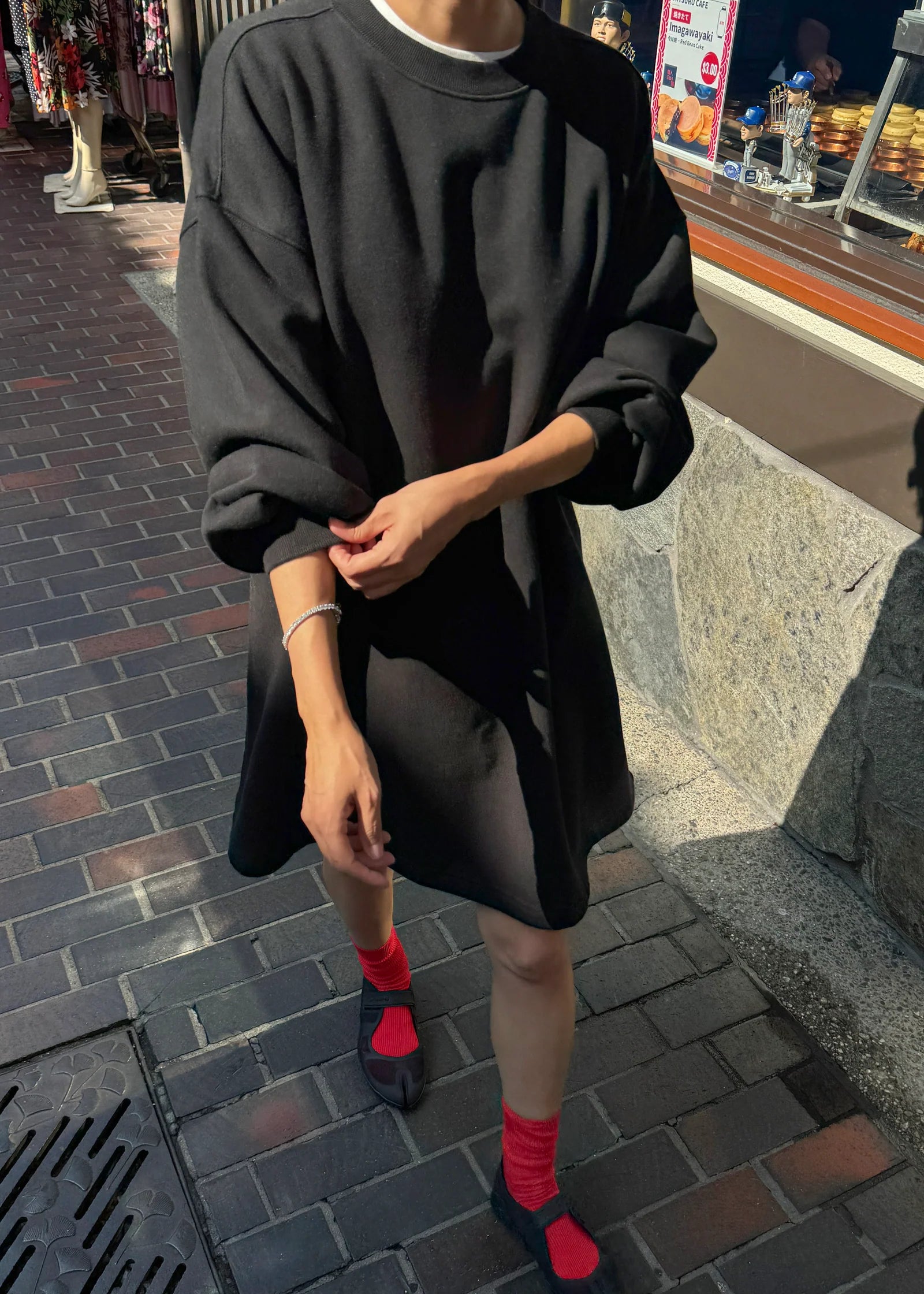 French Terry Swing Dress - Black