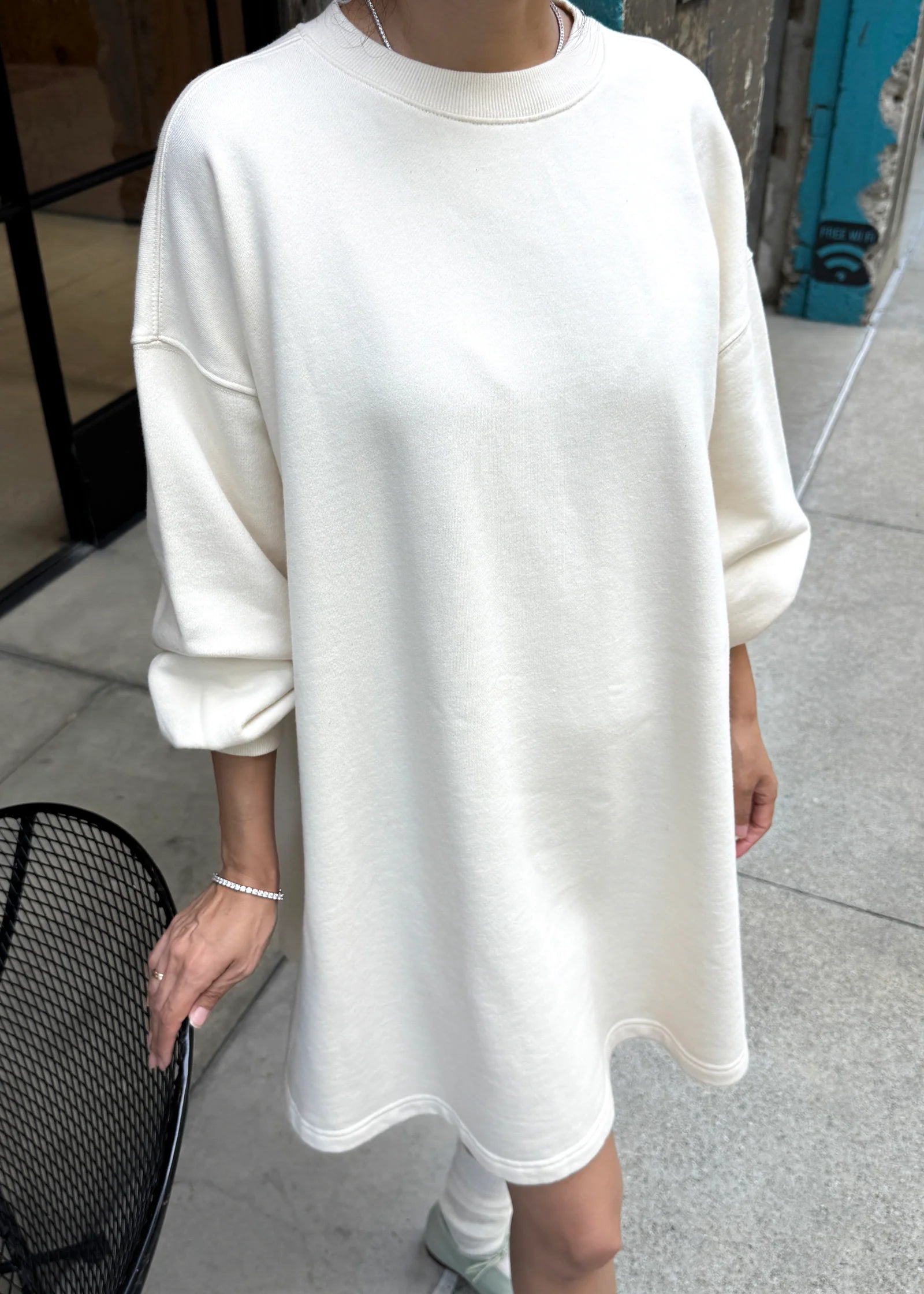 French Terry Swing Dress - Naturel