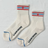 Embroidered Girlfriend Socks - Leche / Heart