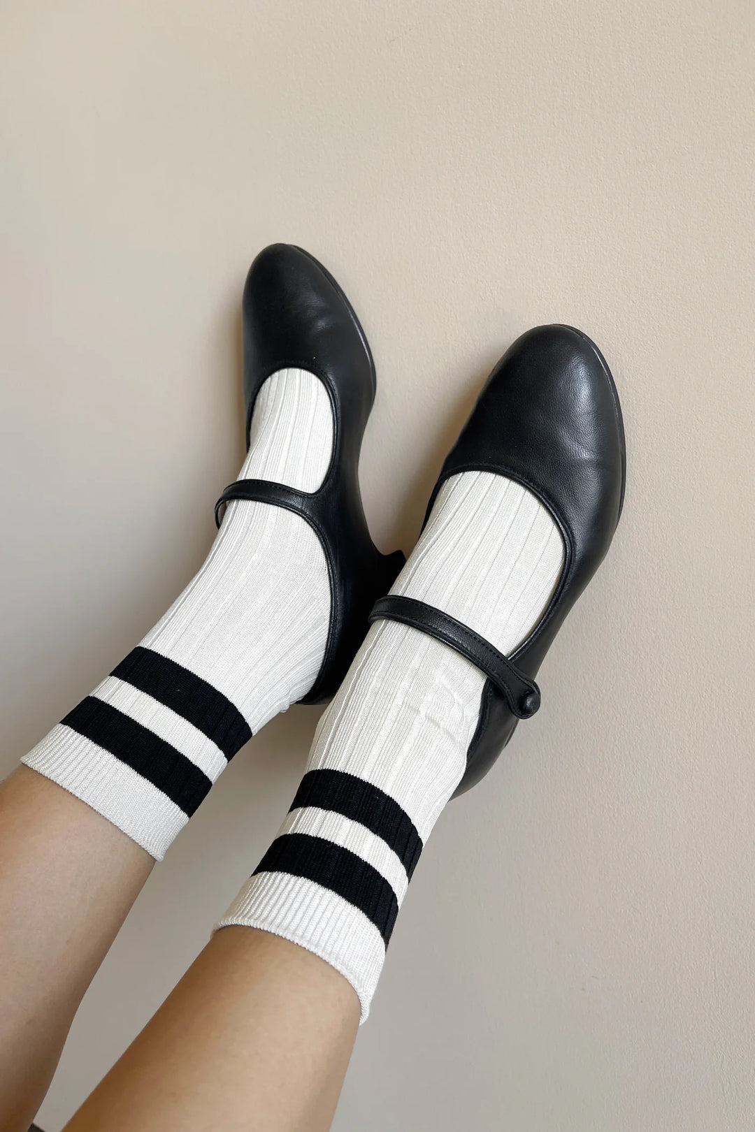 Her Varsity Socks - Cream / Black