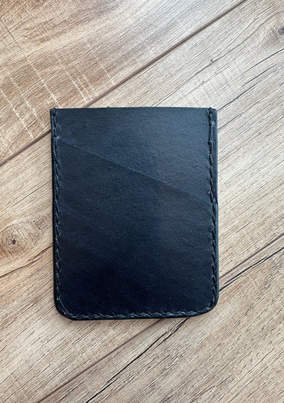 Handmade Card Holder - Black Leather