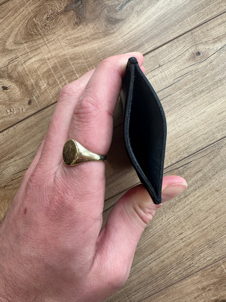 Handmade Card Holder - Black Leather