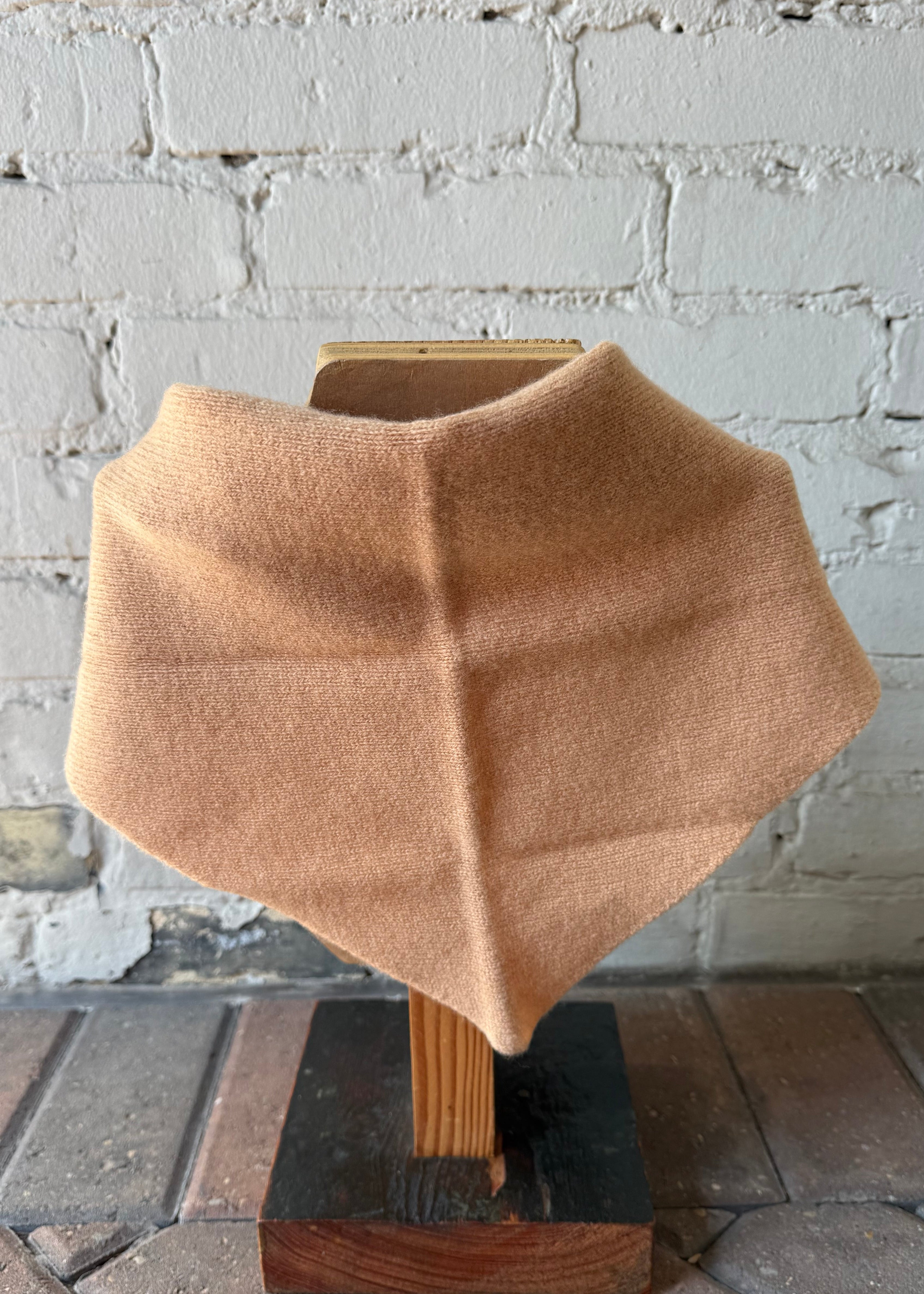 Fuzzy Wool Cravat Scarf - Camel