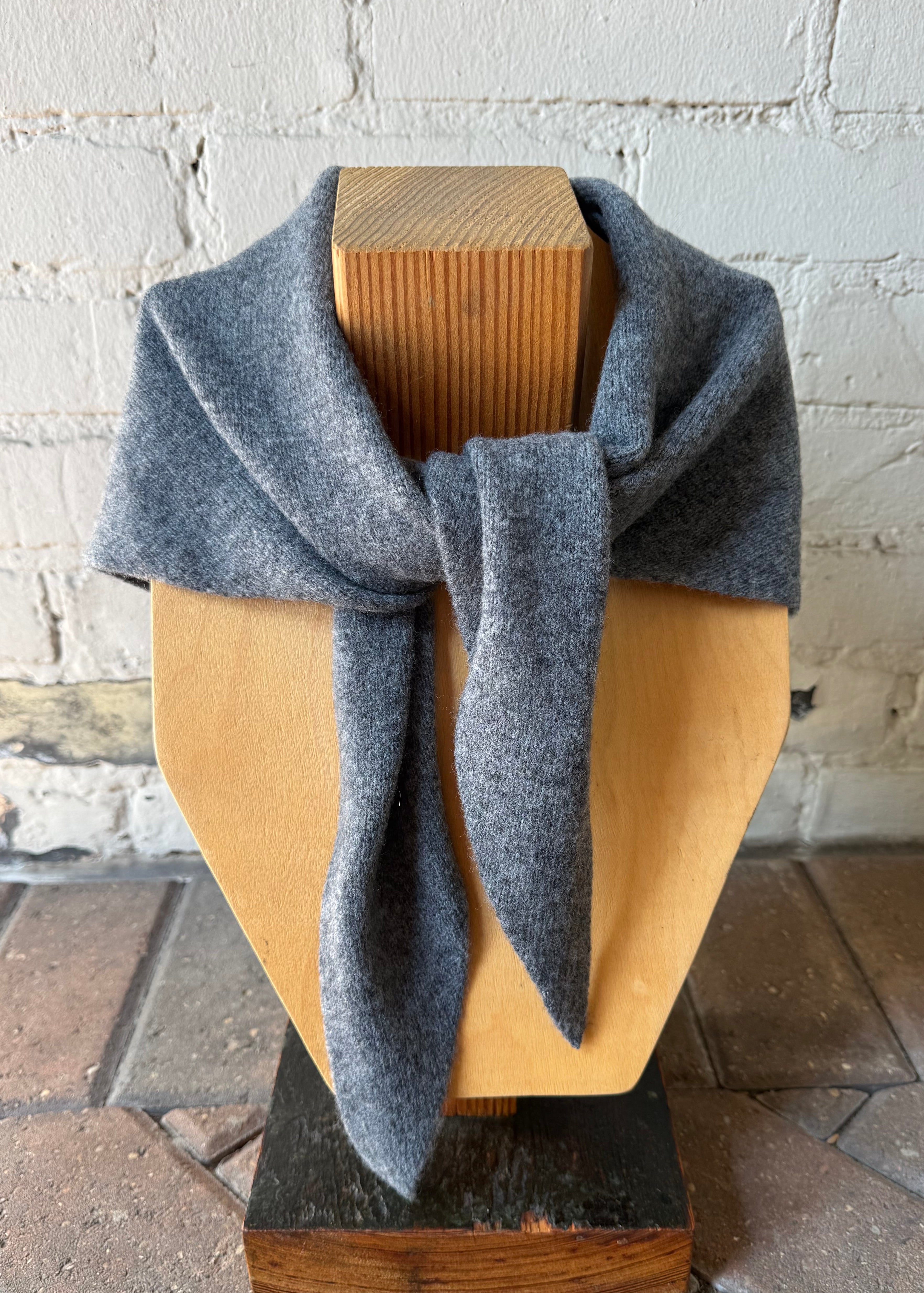 Fuzzy Wool Cravat Scarf - Dark Grey