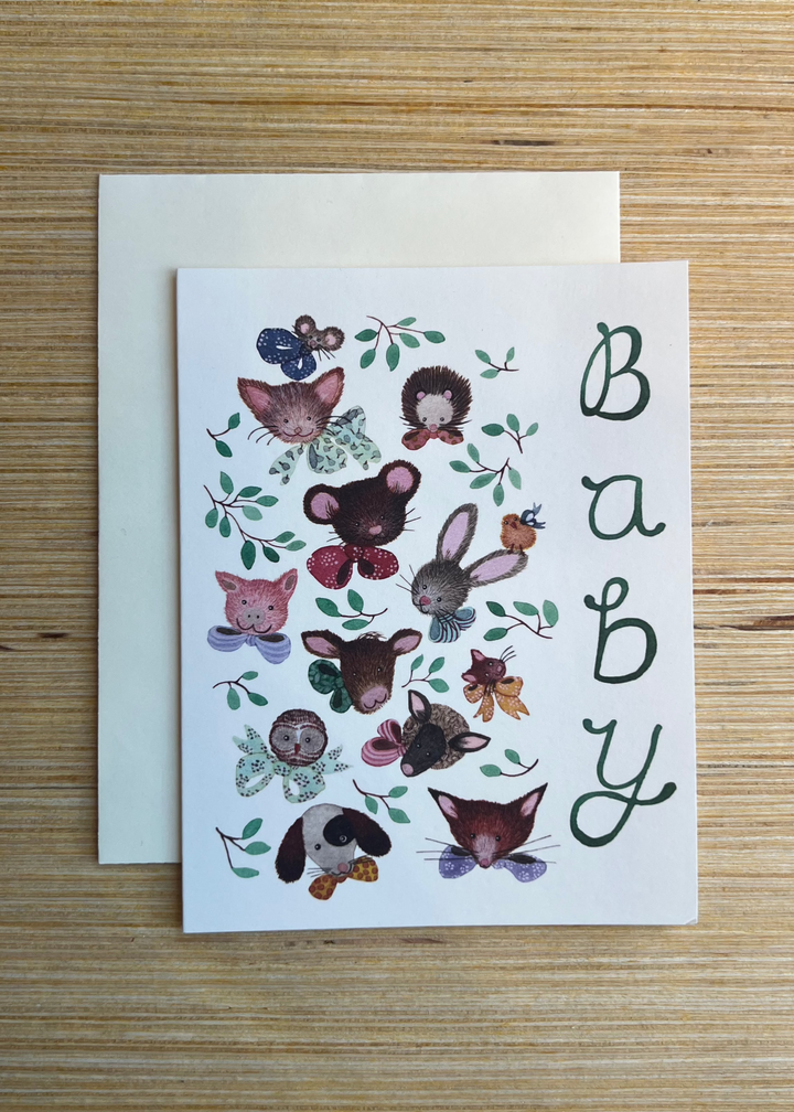 Pink Noses Baby Card