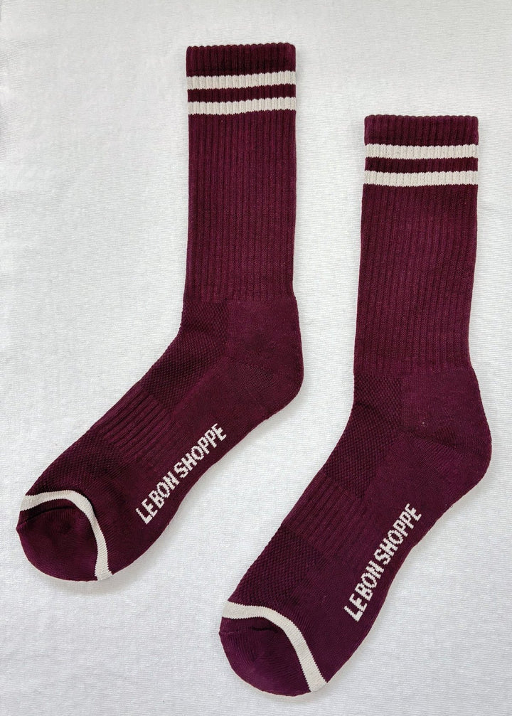 Extended Boyfriend Socks - Maroon