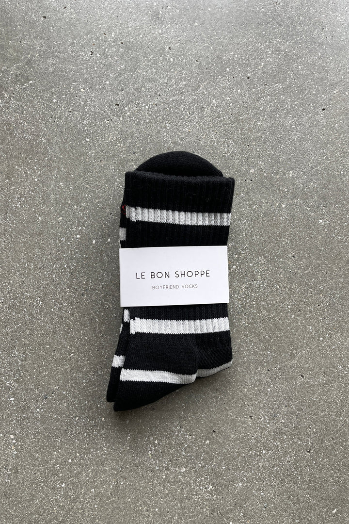 Striped Boyfriend Socks - Black