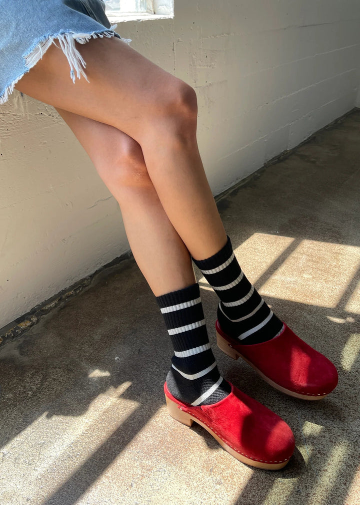 Striped Boyfriend Socks - Black