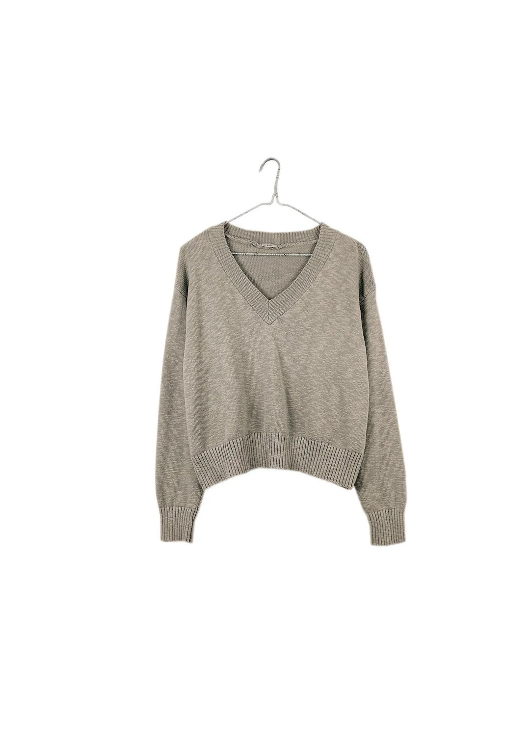 V-neck Crop Sweater - Taupe