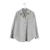 Oversized Stripe Button Down Shirt - Black