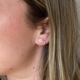 Mother Of Pearl Flower Studs - Silver