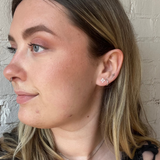 Mother Of Pearl Flower Studs - Silver