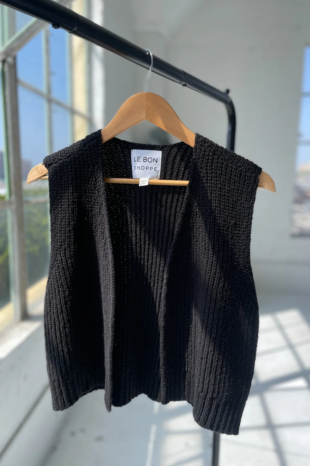 Granny Cotton Sweater Vest - Black