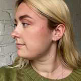 Mini Pearl Hoops - Silver