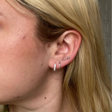 Mini Pearl Hoops - Silver
