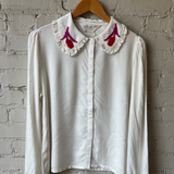Flower Collar Top - White