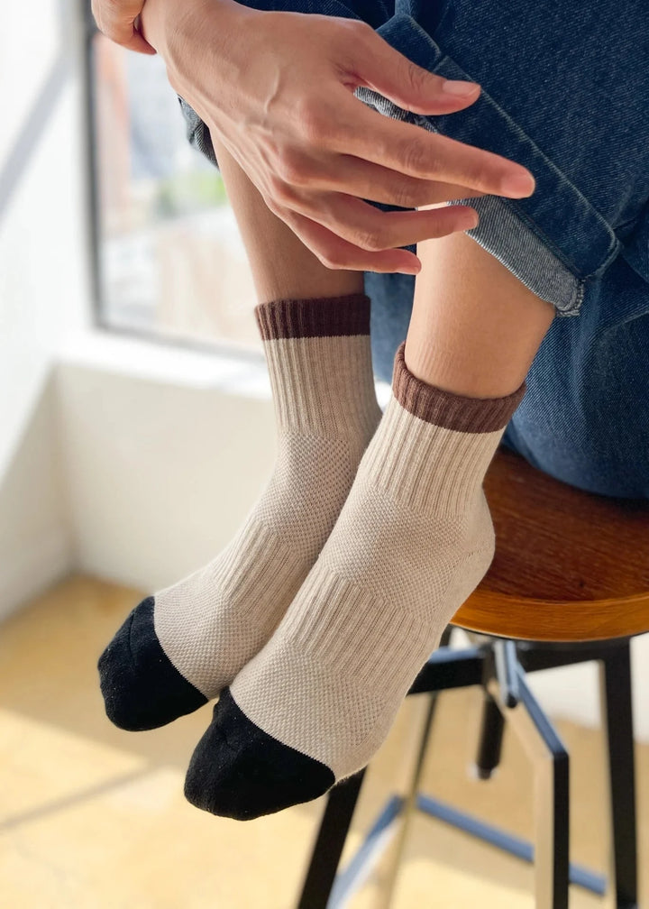 Color Block Girlfriend Socks - Black Coffee