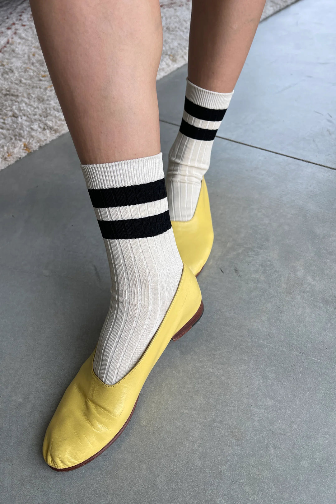 Her Varsity Socks - Cream / Black