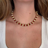 Carmello Carnelian / Serpentine Beaded Necklace