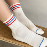 Embroidered Girlfriend Socks - Leche / Heart